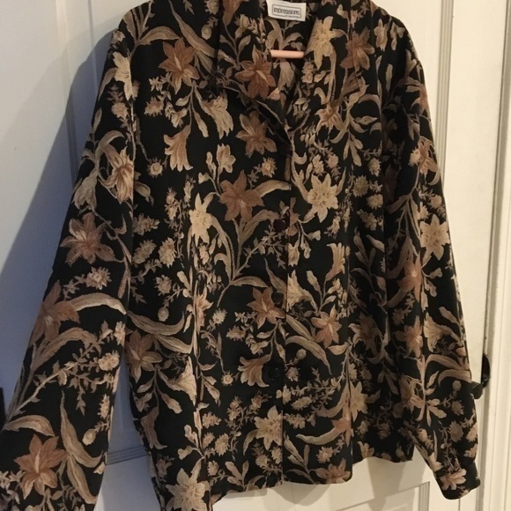 Vintage Impressions of California Blouse L/XL Brown, Tan, Black